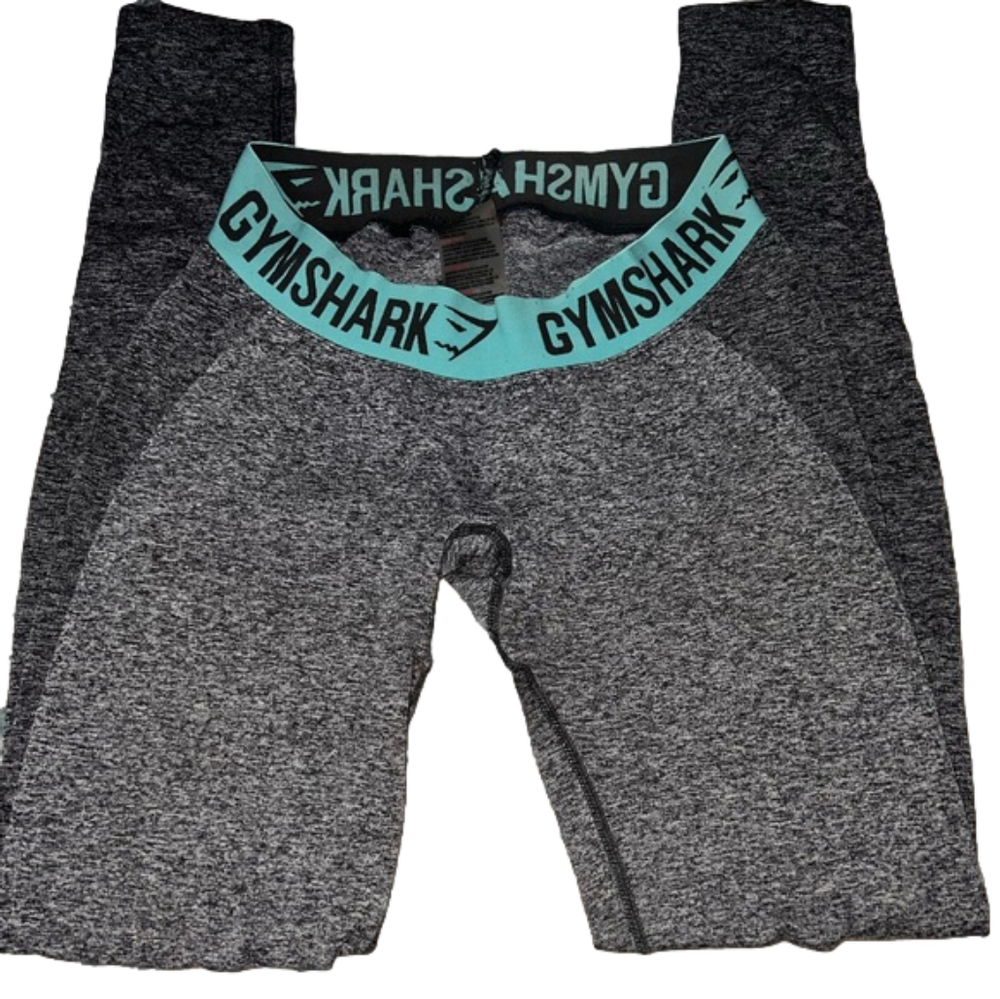 GYMSHARK Dry Leggings With Teal Waist Band Great Condition Workout Pants